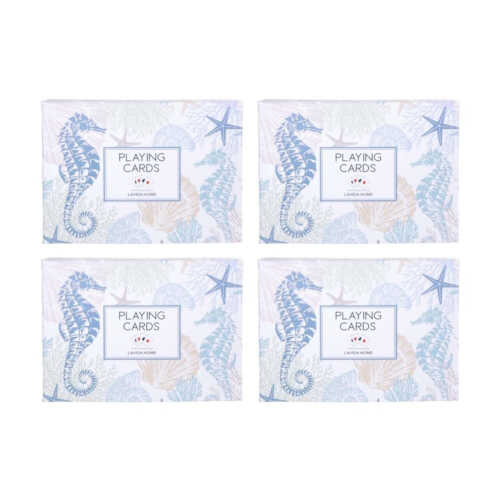LVD Seahorse-Themed Poker/Game Playing Cards Standard Deck 8.9x6.3cm (4 Pack)