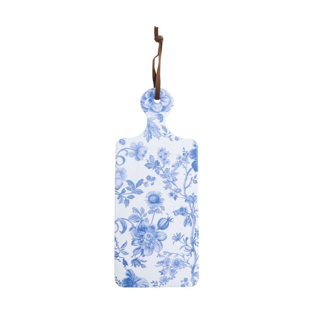 LVD Trivet Rect French Country - Ceramic And Cork Base - 12x30cm - Blue And White Floral Pattern For Kitchen Surface Protection