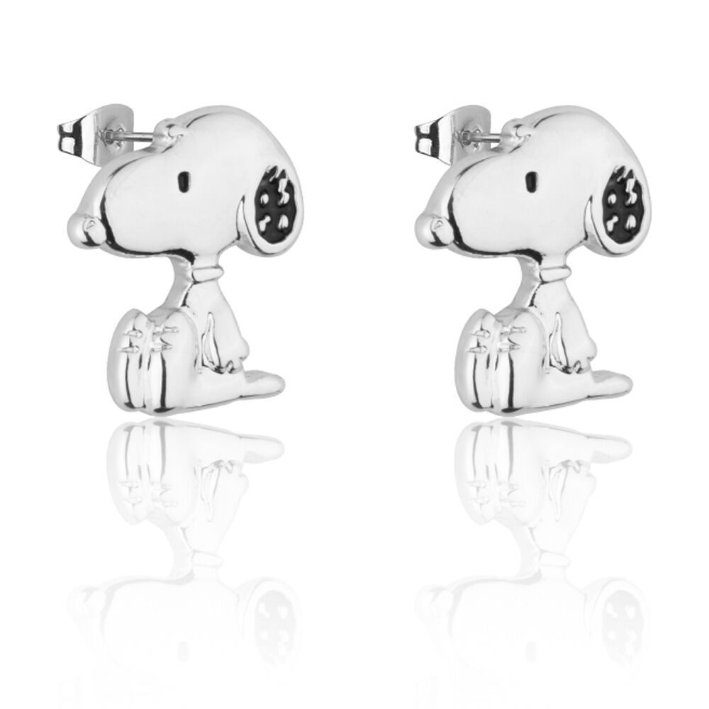 Couture Kingdom Peanuts Snoopy Stud Earrings 14k Gold Plated Brass Silver 13mm Drop Titanium Posts Includes Gift Box