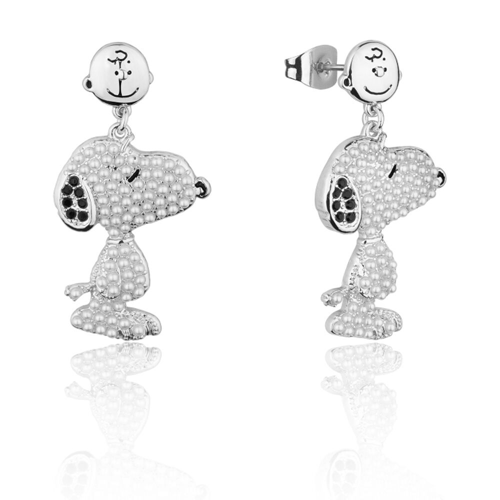 Couture Kingdom Peanuts Snoopy & Charlie Drop Earrings Jewellery — Brown Silver