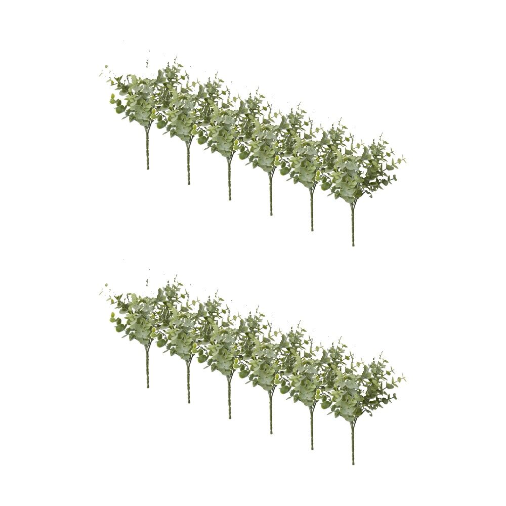 E Style Eucalyptus Bush Artificial Indoor Plant Durable Green 15x15x24cm (12 Pack)