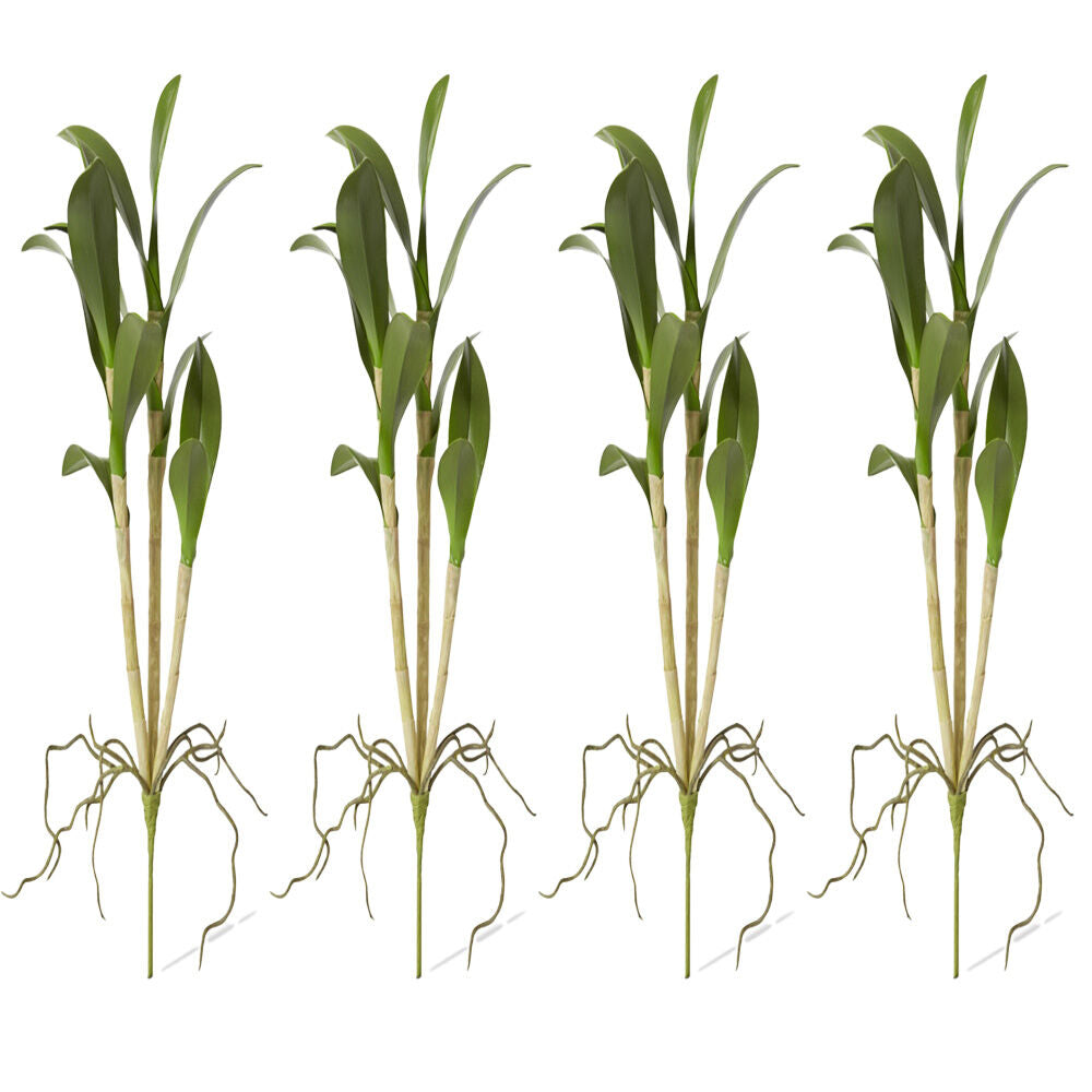 E Style Orchid Dendrobium Foliage Artificial Plant Indoor Green 26x11x46cm (4 Pack)