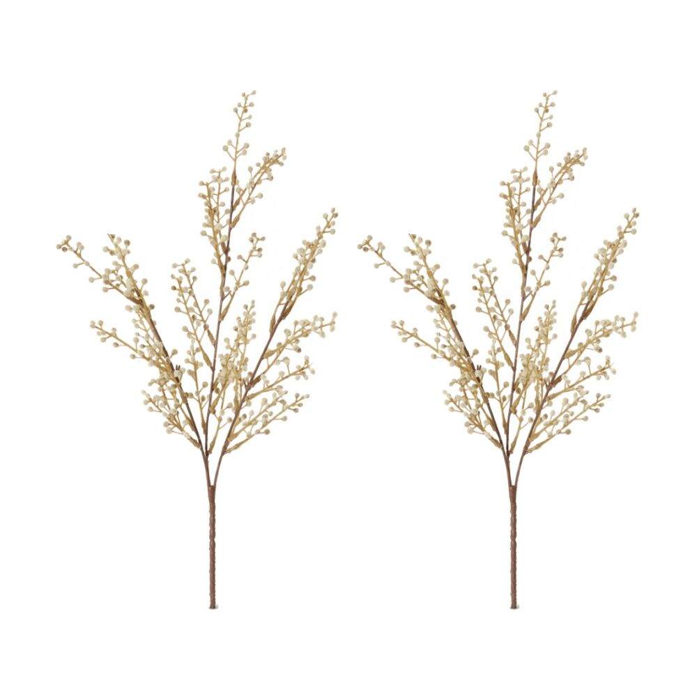 E Style Willow Mini Bush Plastic Fabric Wire Plant Decor Natural 25x10x48cm (2 Pack)