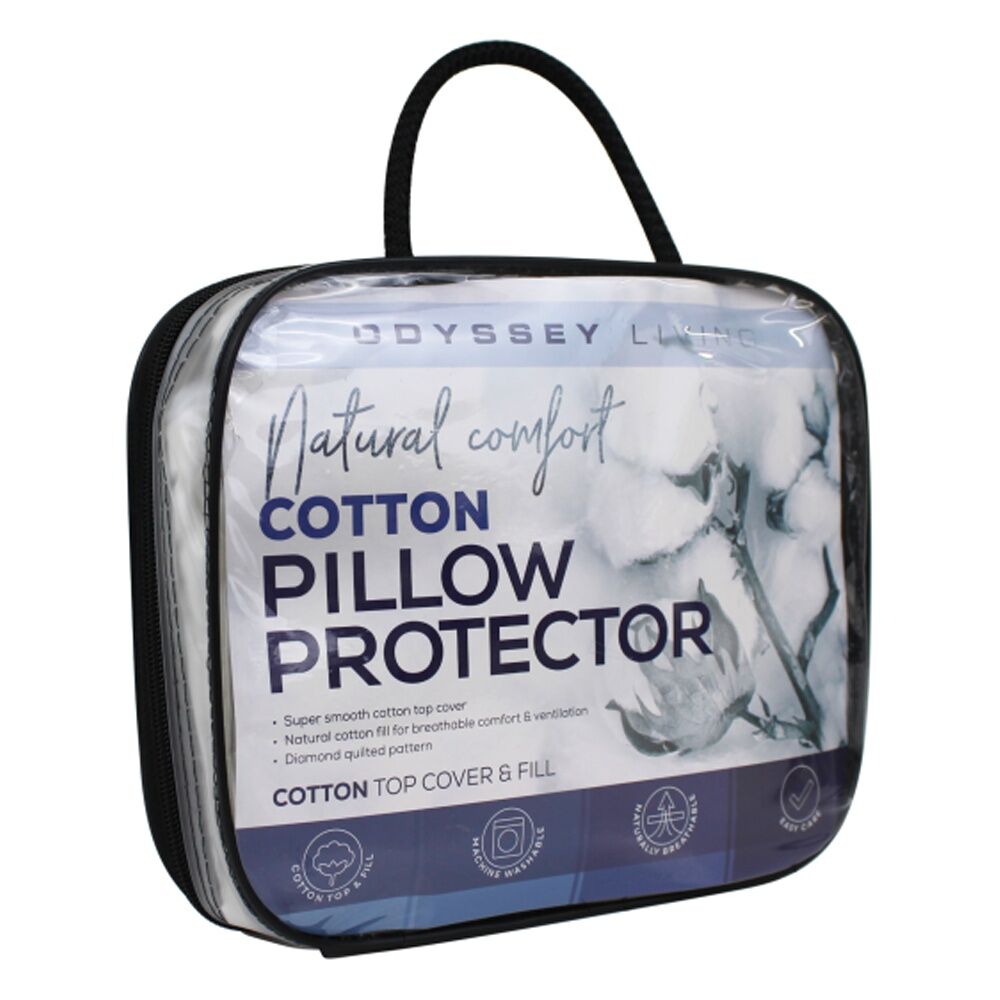 Odyssey Living Cotton Quilted Pillow Protector Pillowcase 50cm x 75cm White (2 Pack) — image 2