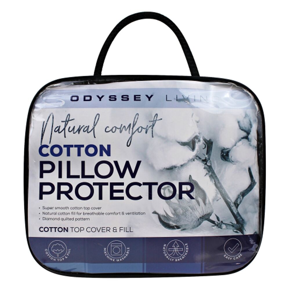 Odyssey Living Cotton Quilted Pillow Protector Pillowcase 50cm x 75cm White (2 Pack) — image 4