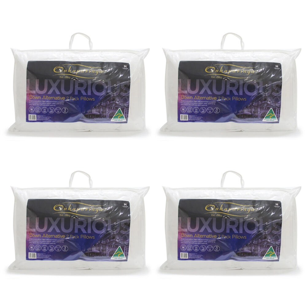 Onkaparinga 2pc Onkaparinga Down Alternative Pillows Microfibre Polyester Fill Ultra-Soft (4 Pack)