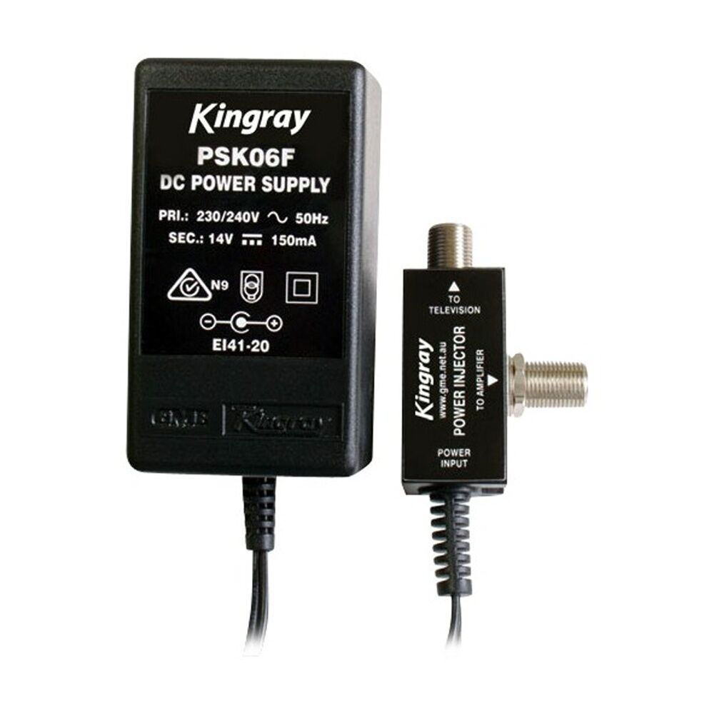 Kingray 14V DC 150Ma Power Supply F Type Signal Amp TV Booster Injector