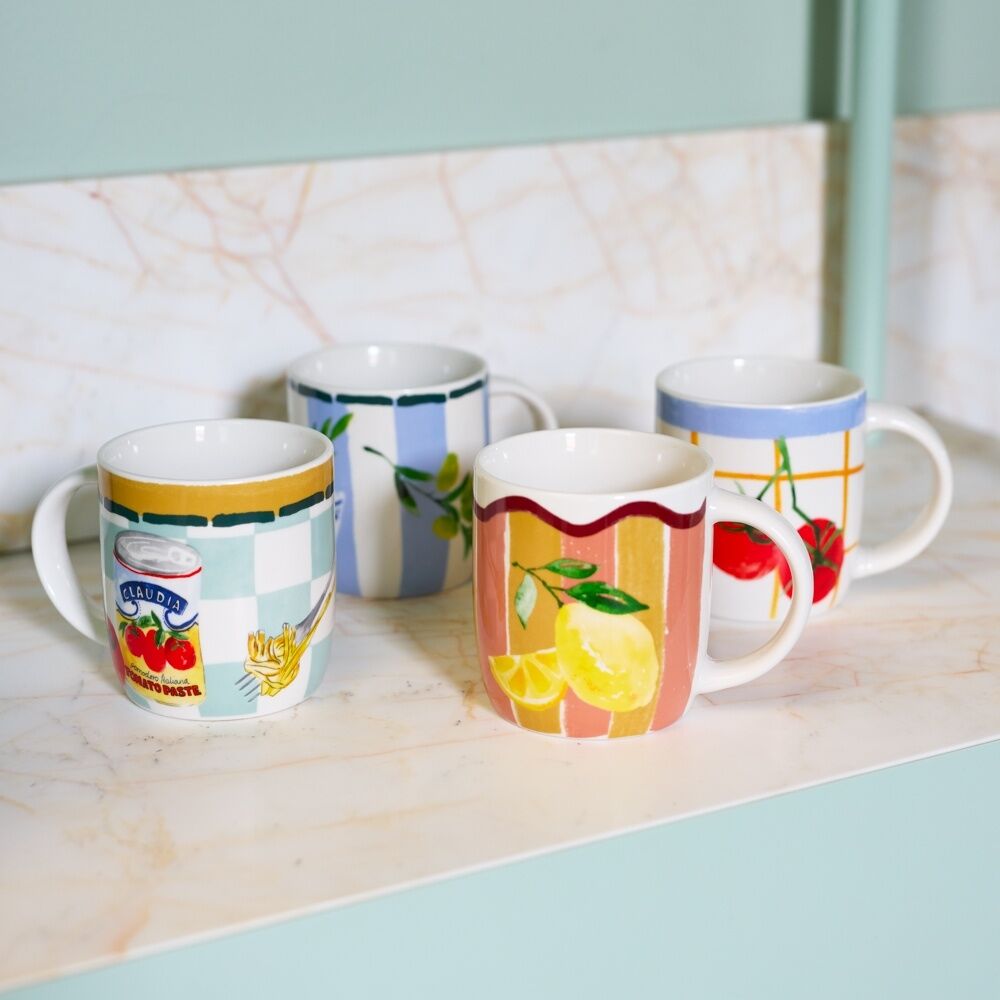 Porto Valentina Italian Inspired Illustration Mug Set Multicoloured (4 Pieces) — image 5