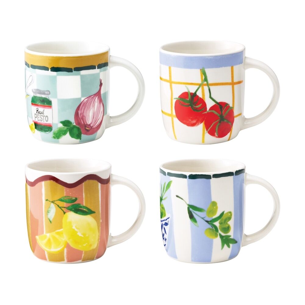 Porto Valentina Italian Inspired Illustration Mug Set Multicoloured (4 Pieces)