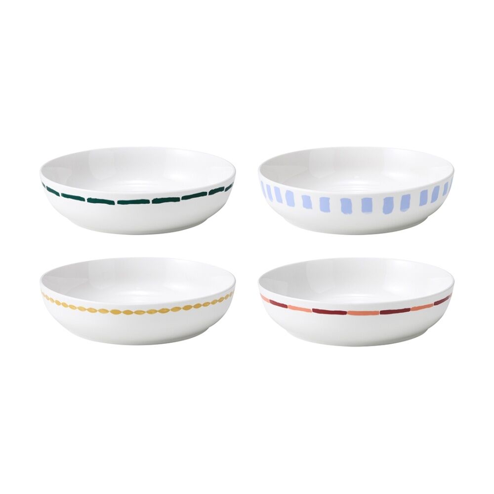 Porto Multicoloured Italian Inspired Valentina Dinner Bowls (4 Pieces)
