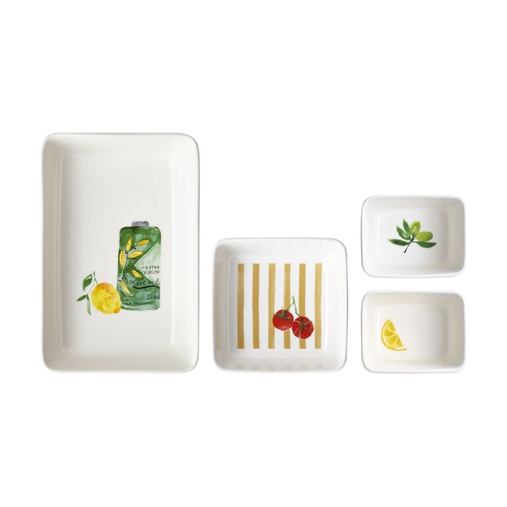 Porto Multicoloured Italian Inspired Valentina Serving Set Stoneware (4 Pieces)