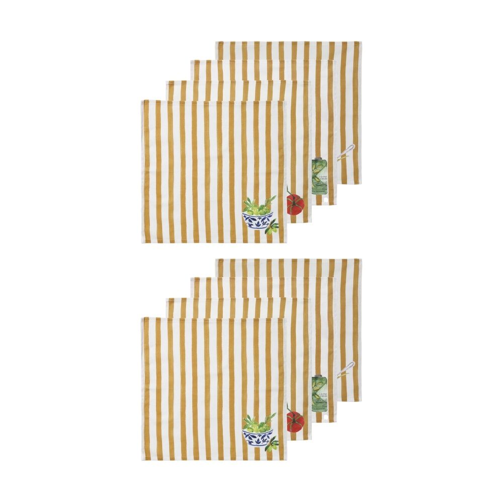 Porto 4pc Porto Italian Food Inspired Brown/White Stripe Valentina Napkins 45x45cm (2 Pack)