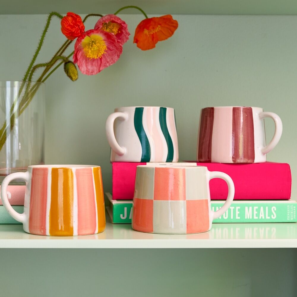 Porto 320ml Carnevale Stoneware Coffee Mug Sunset Yellow/Pink Stripe — image 2