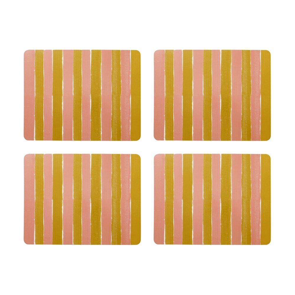 Porto Carnevale Brown/Pink Striped Dinner Placemats 34x26.5cm (4 Pieces)