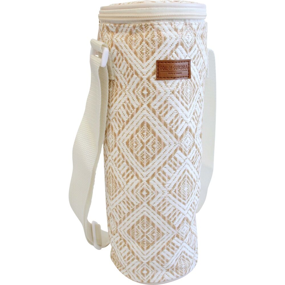 LVD Wine Cooler Bag Amalfi - PU With Aluminium Film Insulation - 12x12x33cm With Handle - Beige White - LDA