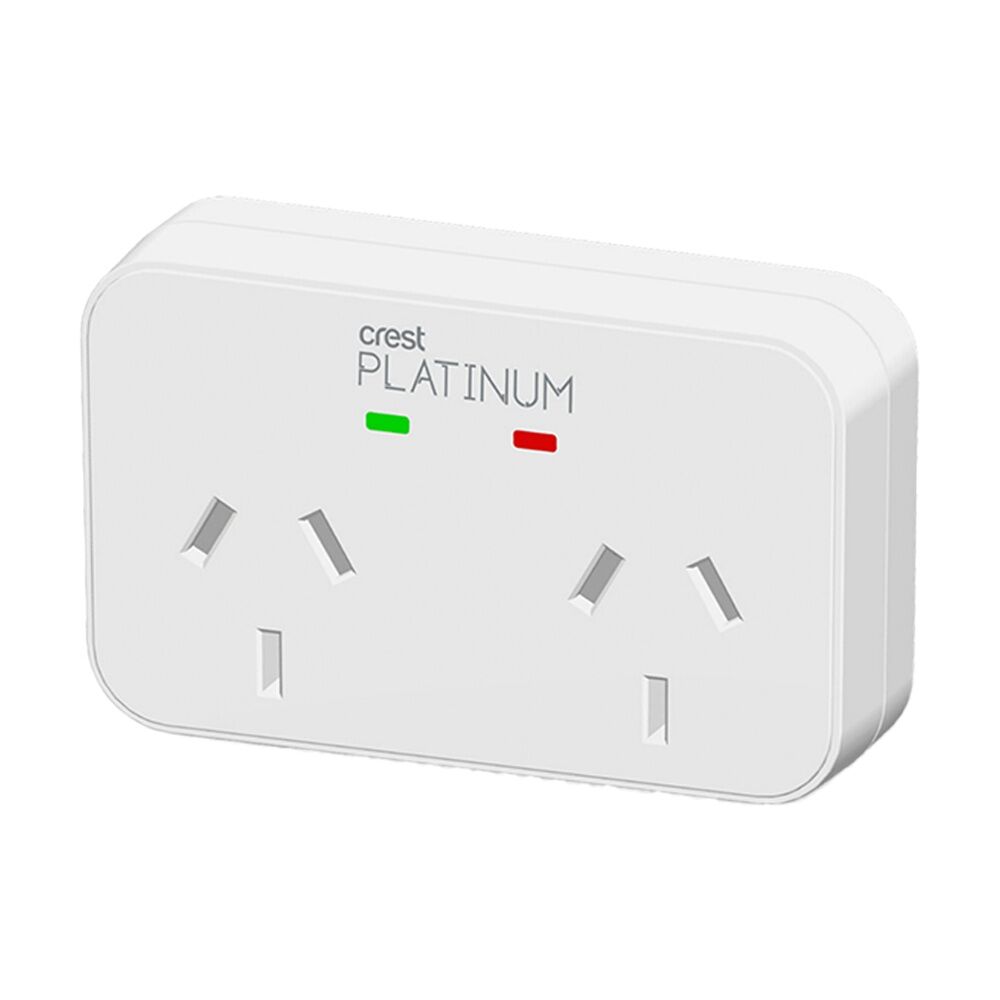 Crest Platinum 2 Socket Surge Protector AU/NZ Plug w/ Child Protection White (2 Pack) — image 2