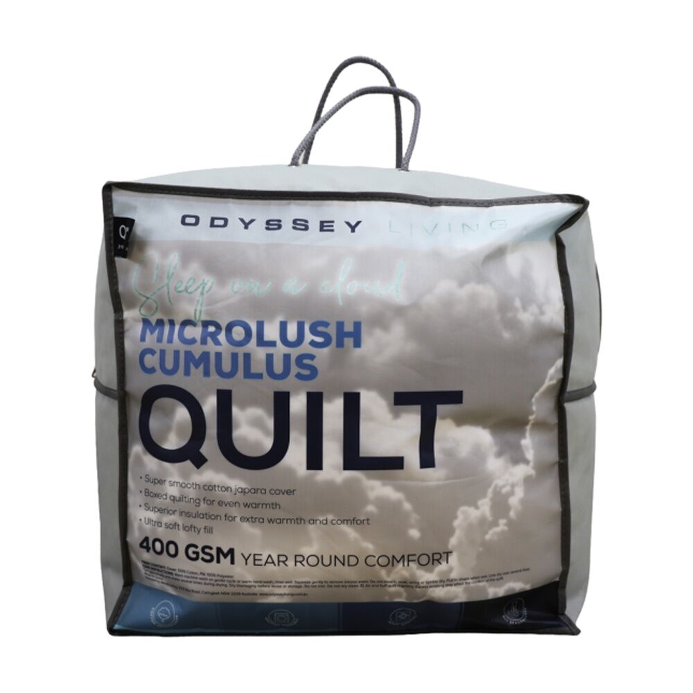 Odyssey Living Microlush Winter Cumulus 400GSM Quilt Doona Extra Warm — Queen