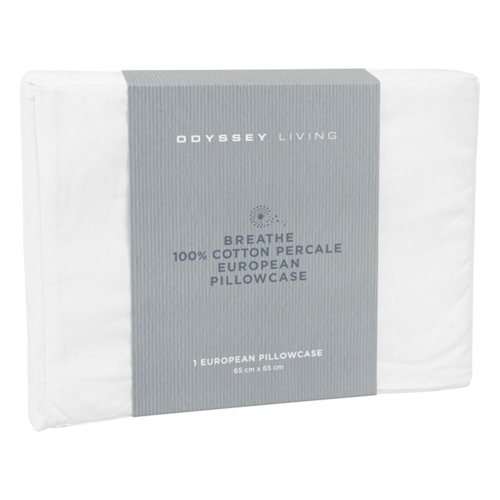 Odyssey Living Breathe Cotton European Pillowcase 65cm x Snow (4 Pack) — image 3