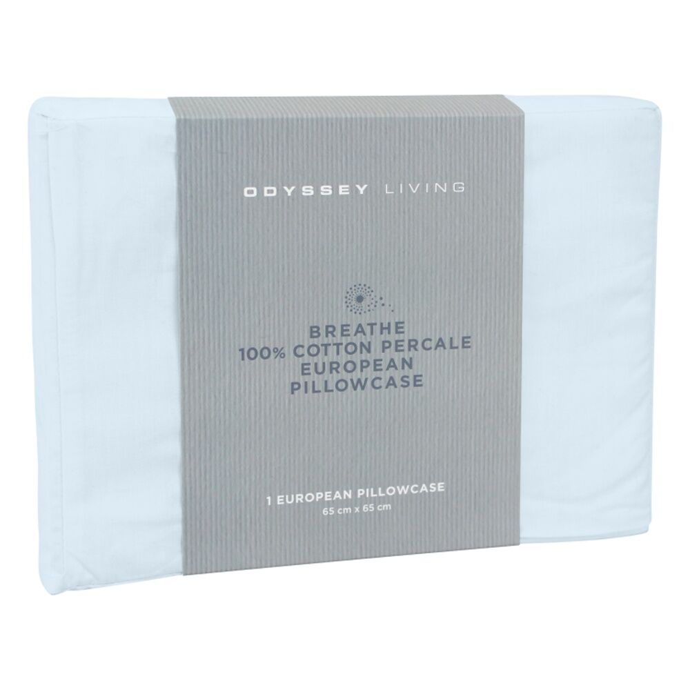 Odyssey Living Sky Blue Breathe Cotton European Pillowcase 65cm x 65cm — image 2