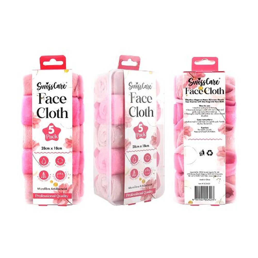 Swisscare Microfibre Antibacterial Reusable Face Cloth 28x18cm (5 Pieces) — image 3