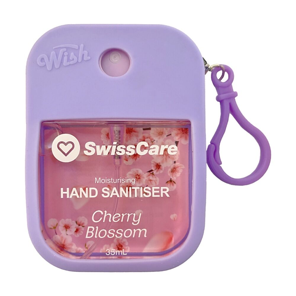 Swisscare 35mL Liquid Hand Sanitiser Spray w/ Silicone Case Assorted