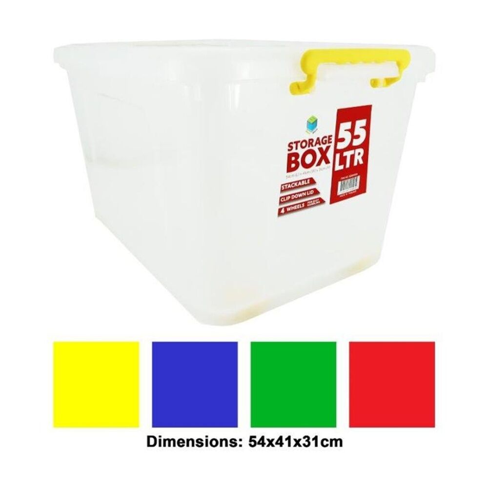 Braz 54x41x31cm Plastic Storage Container Box 55L w/ Lid & Handles Assorted — image 2