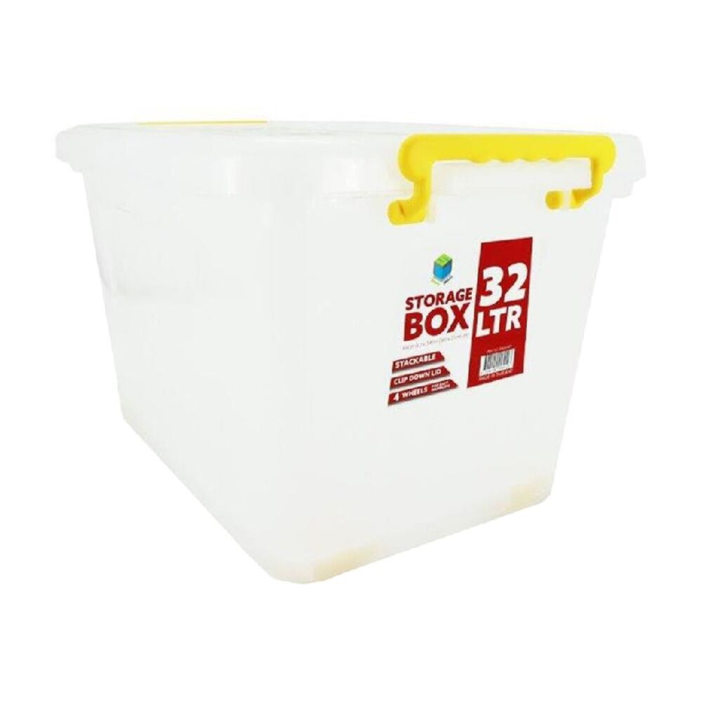 Braz 44x34x27cm Plastic Storage Container Box 32L w/ Lid & Handles Assorted