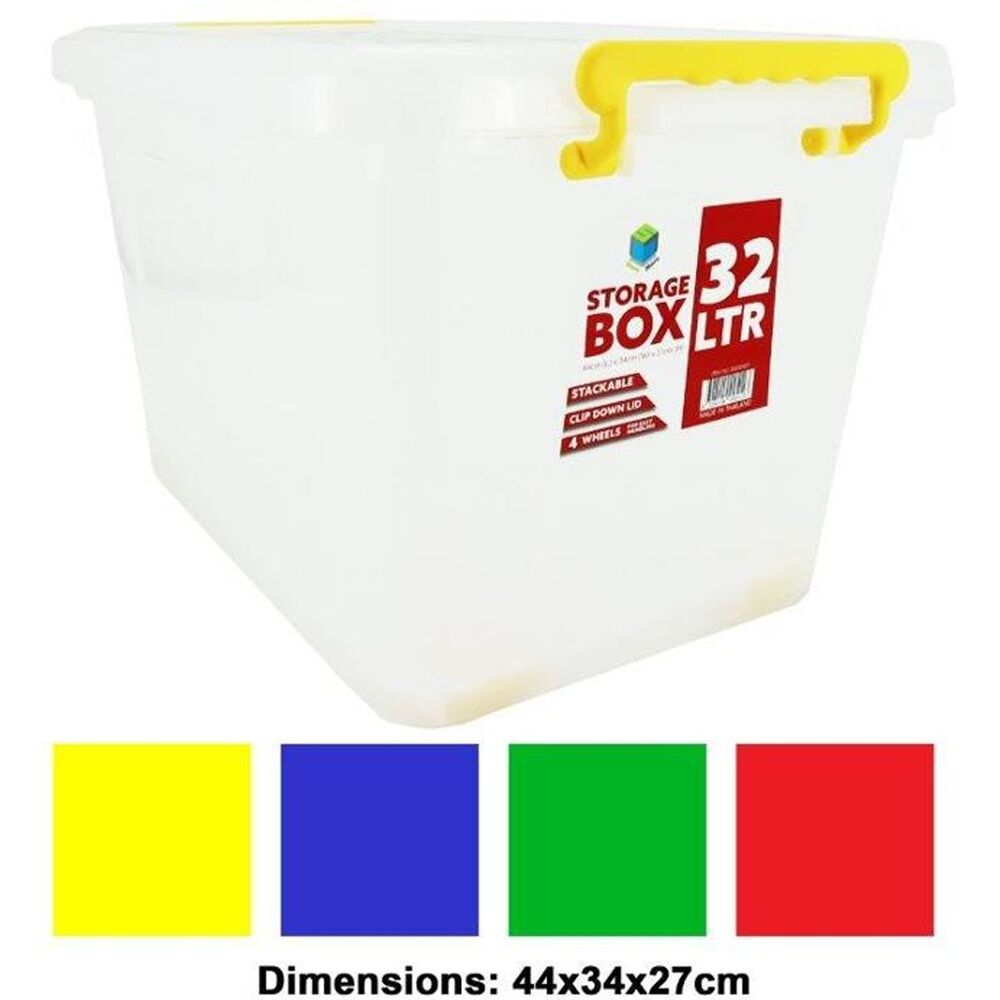 Braz 44x34x27cm Plastic Storage Container Box 32L w/ Lid & Handles Assorted — image 2