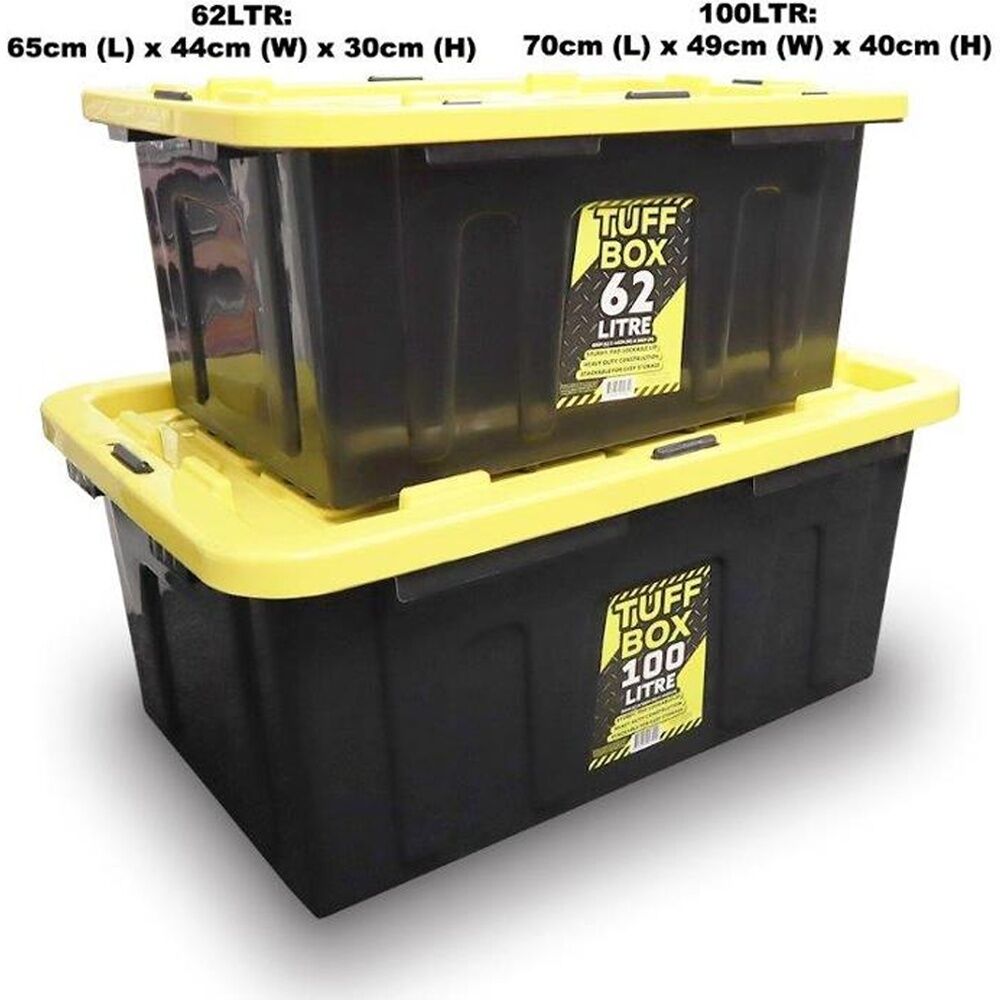 Tuff Box 62L Heavy Duty Industrial Storage Container w/ Latches & Lid — image 2