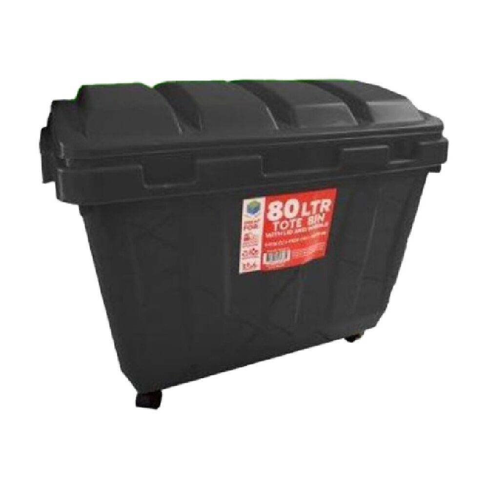 Braz 34x48x45cm 80L Rubbish & Waste Outdoor Tote Bin w/ Lid Wheels Assorted