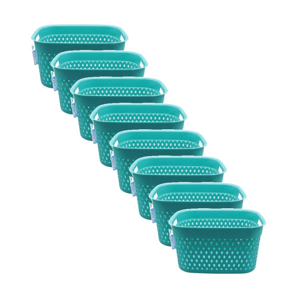 Braz Home Organisation Plastic Storage Belle Basket Rect 33x23x18cm Assorted (8 Pack)