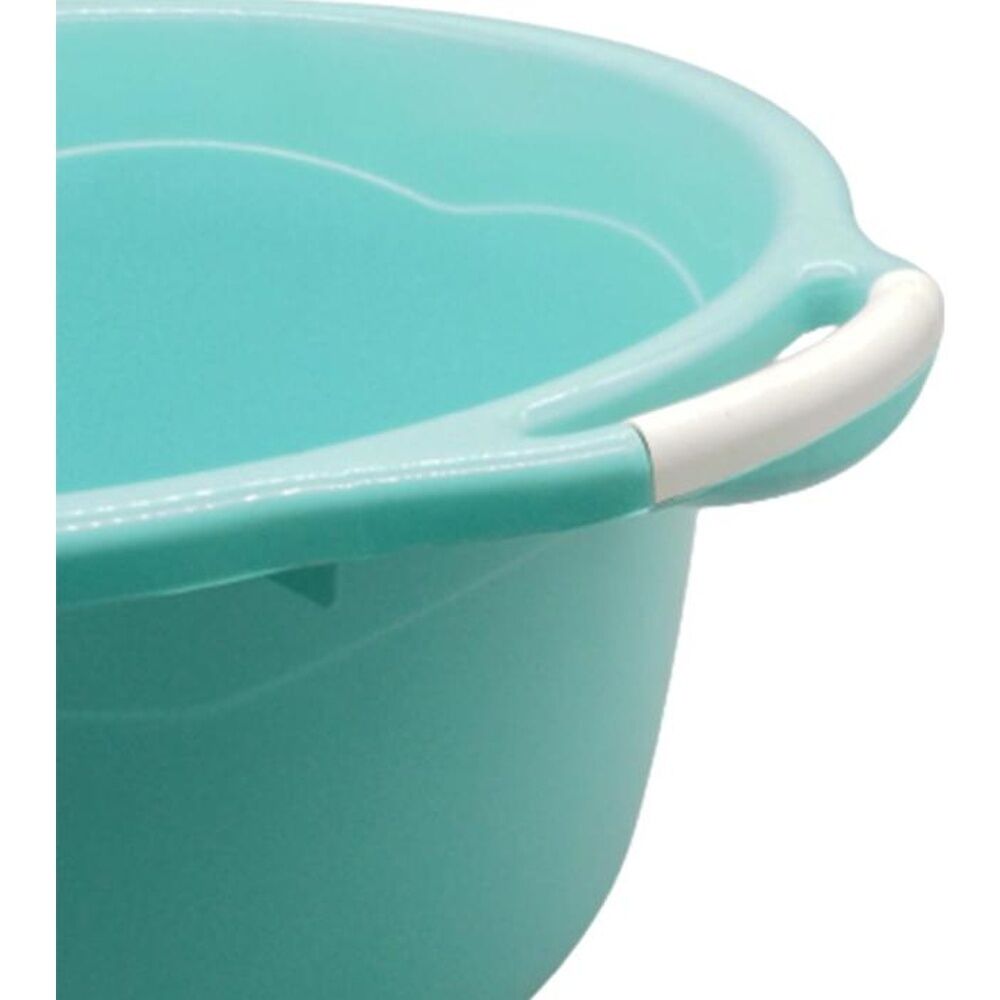 Braz 44x23cm Light Blue 1L Basin Round Plastic Bucket w/ Handles — image 4