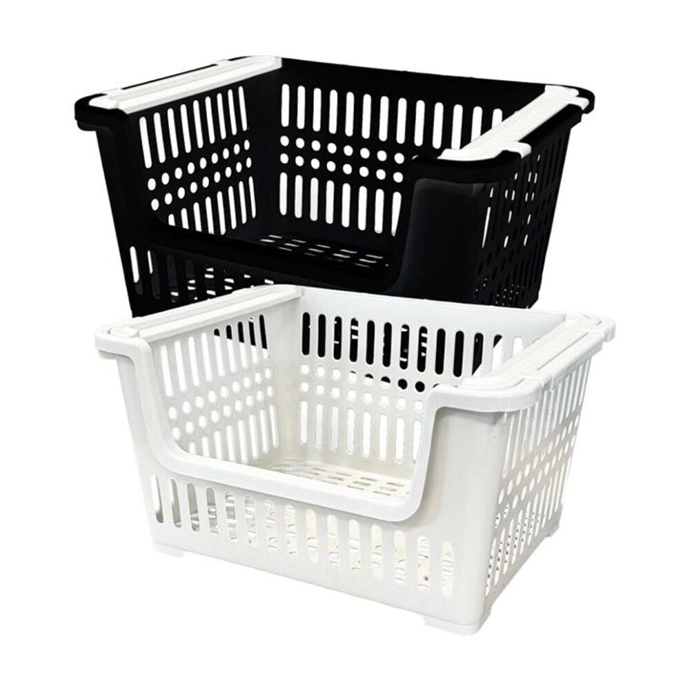 Braz Plastic A4 Stacker Storage Basket w/ Ventilated Handles 38x28x20 Assrtd (8 Pack) — image 3