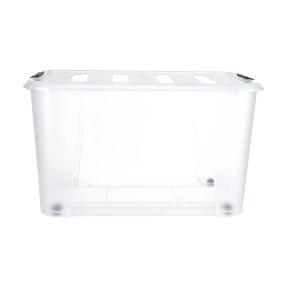 Store More 52L Clear Plastic Storage Rolling Container Box w/ Lid Lock Clips — image 3