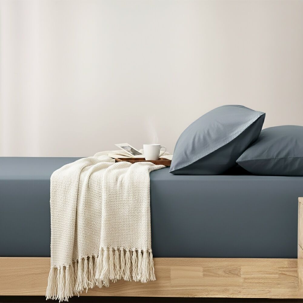 Renee Taylor KG Linen 400TC Cotton Fitted Sheet and Pillowcase Set Long Single