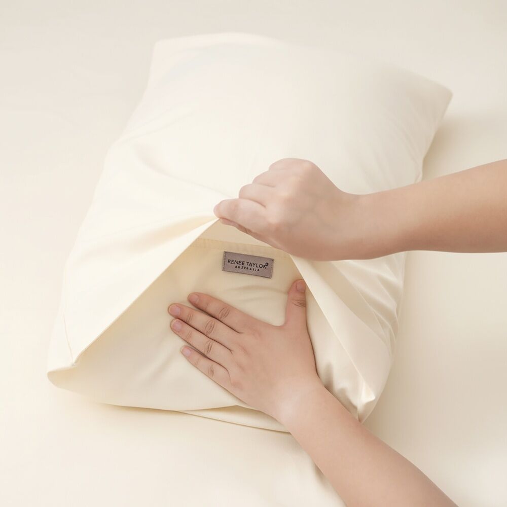 Renee Taylor 400TC Egyptian Cotton King Pillowcase Pair Vanilla 50x90cm (2 Pieces) — image 5