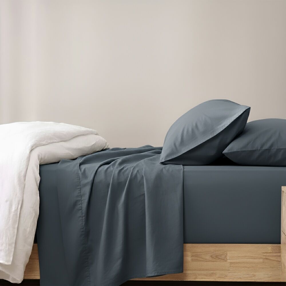Renee Taylor 400TC Egyptian Cotton King Pillowcase Pair Steel Blue 50x90cm (2 Pieces) — image 3