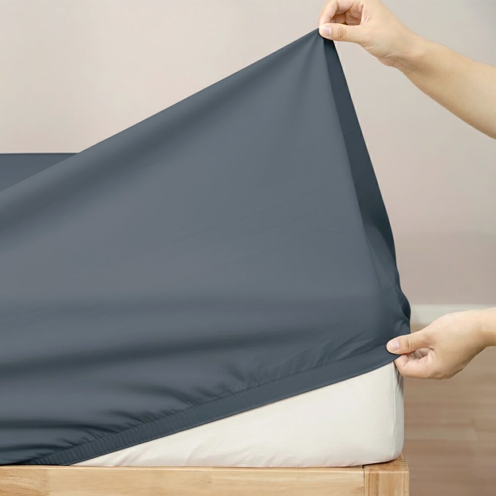 Renee Taylor 400TC Egyptian Cotton King Pillowcase Pair Steel Blue 50x90cm (2 Pieces) — image 4