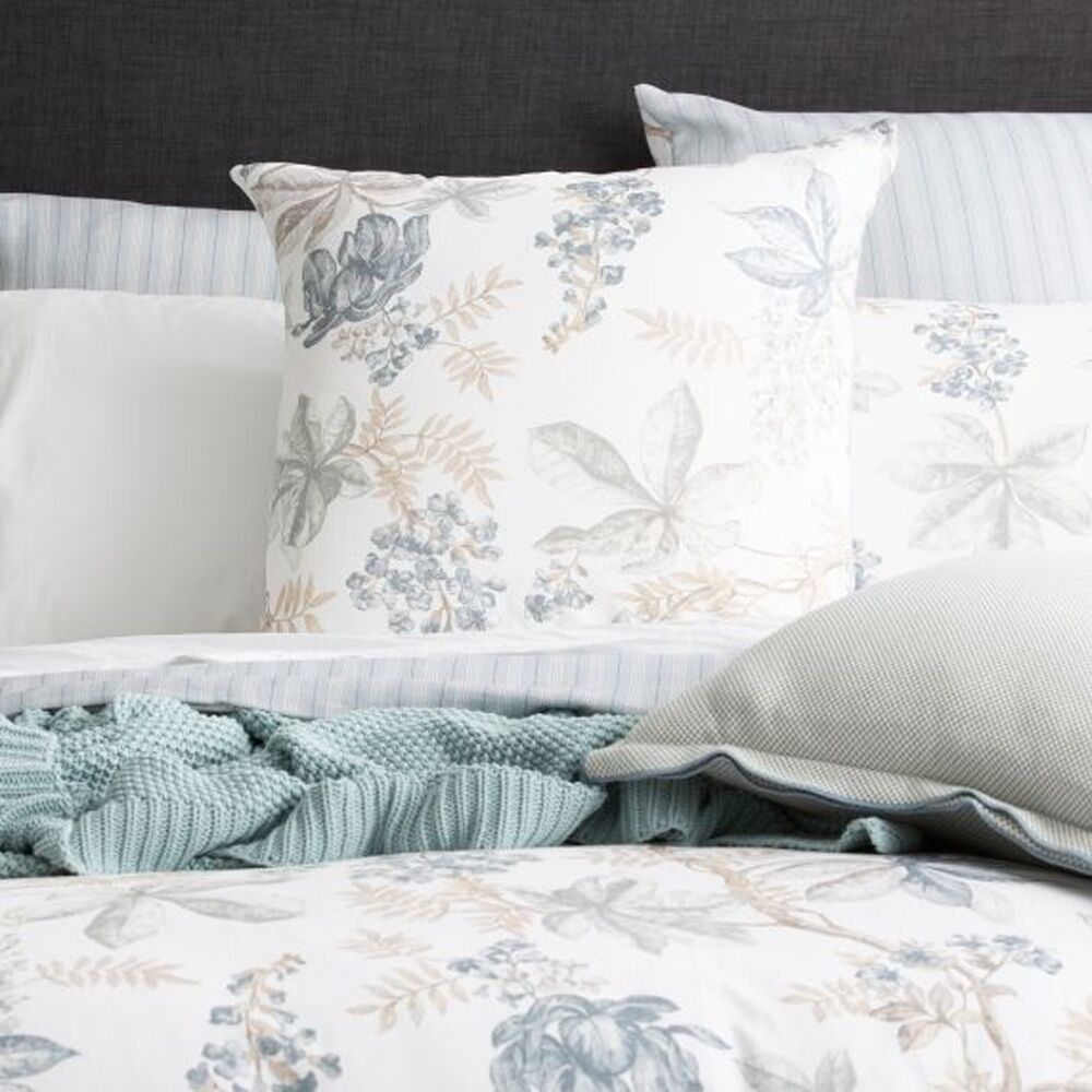 Renee Taylor Textured Cotton Slub Reversible Quilt Cover Set Queen Floral Vine - Striped Reverse - Breathable - Oeko-tex Certified Bedding - European — image 4