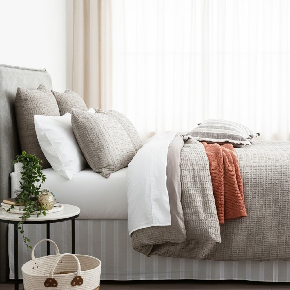 Cloud Linen Celeste Seersucker Cotton Waffle Quilt Cover Set King Charcoal - Breathable All-Season Comfort - Hidden Button Closure - Oeko-tex — image 2