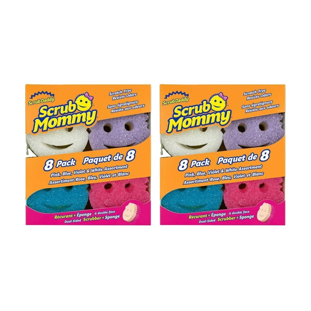 Scrub Daddy 8pc Scrub Daddy Mommy Dual-Sided Cleaning Sponges Multicolour (2 Pack)