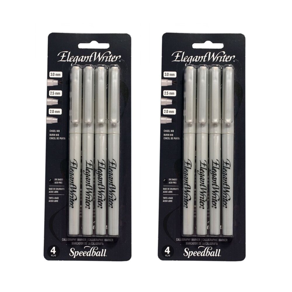 Speedball 4pc Speedball Elegant Writer Art/Craft Calligraphy Writing Marker Set Black (2 Pack)