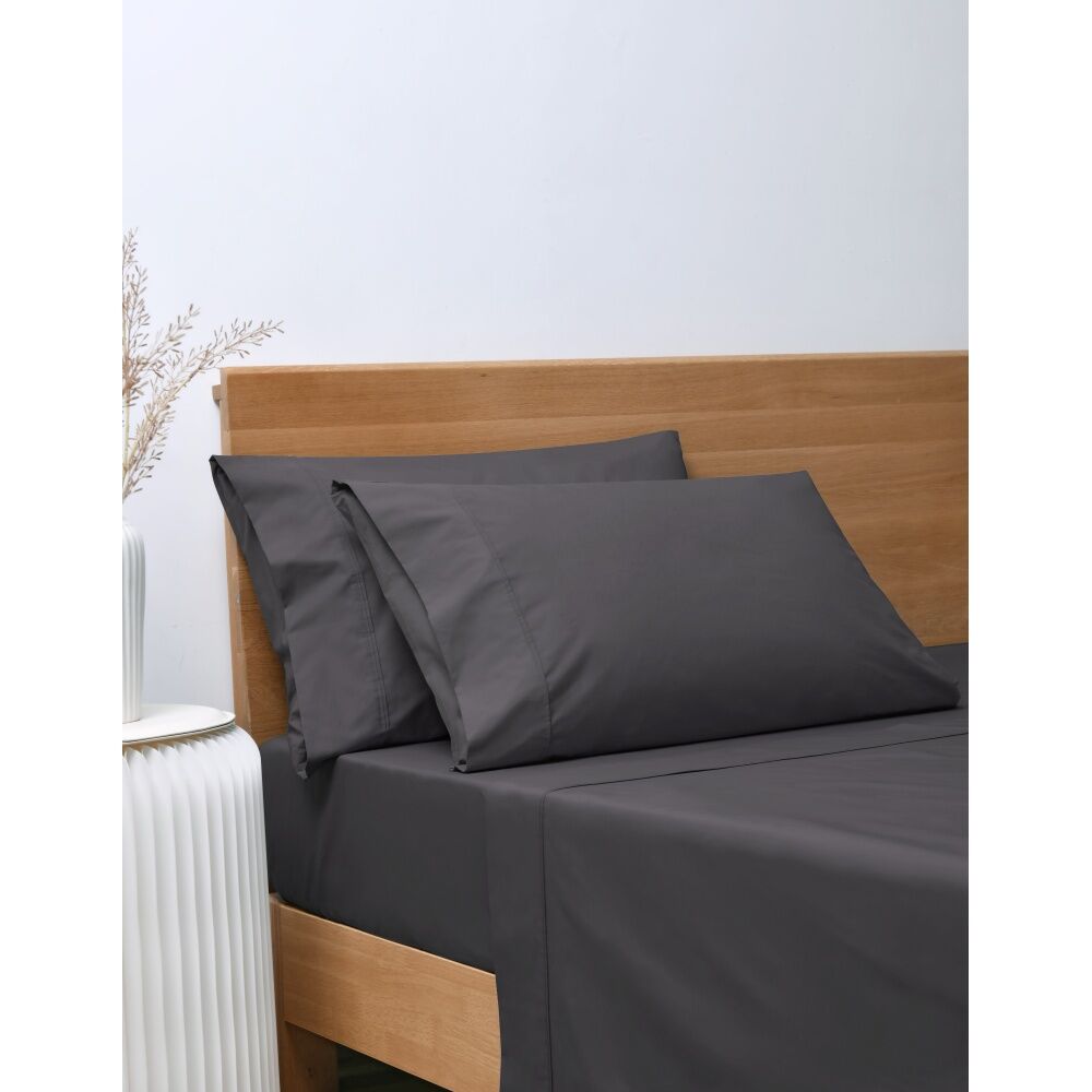 Onkaparinga Single Onkaparinga 300TC Hepburn 100% Cotton Percale Sheet Set Charcoal — image 3