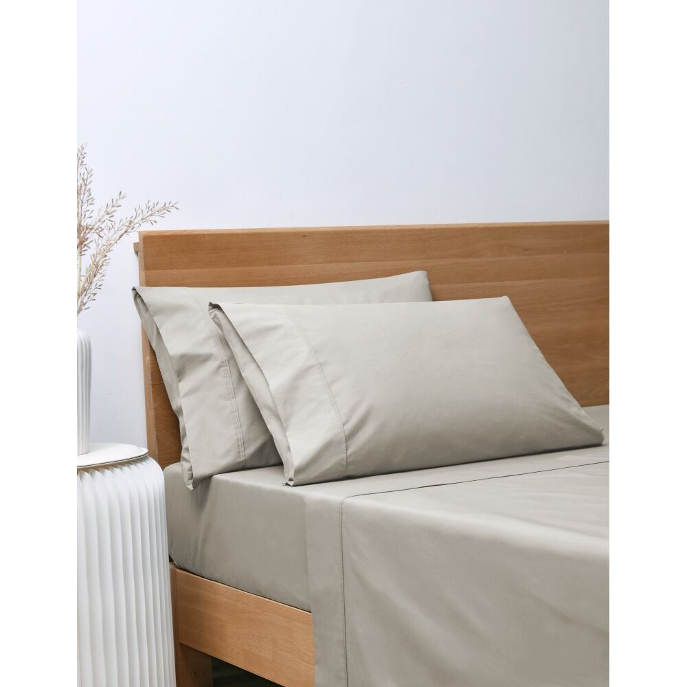 Onkaparinga King Onkaparinga 300TC Hepburn 100% Cotton Percale Sheet Set Linen Beige — image 3