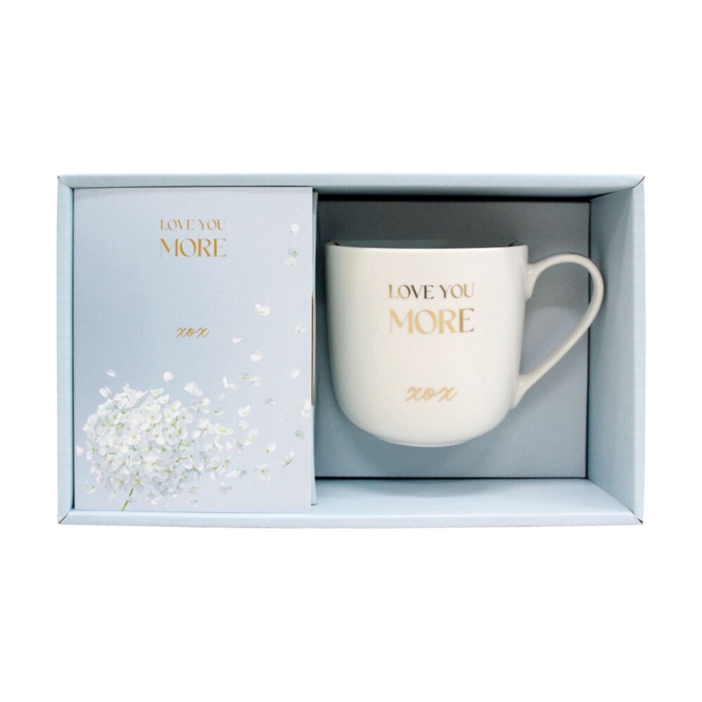 LVD 2pc LVD Love You More Gift Matching Ceramic Mug & Notebook Set Blue/Whie (2 Pack) — image 2