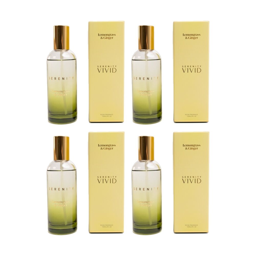 Serenity Lemongrass Ginger 100ml Room Spray Invigorating Scent (4 Pack)