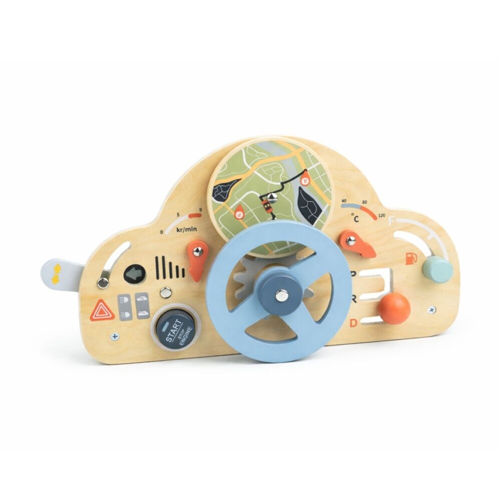 Tooky Toy Drive Kids Baby Busy Board Interactive Play Wooden Dashboard