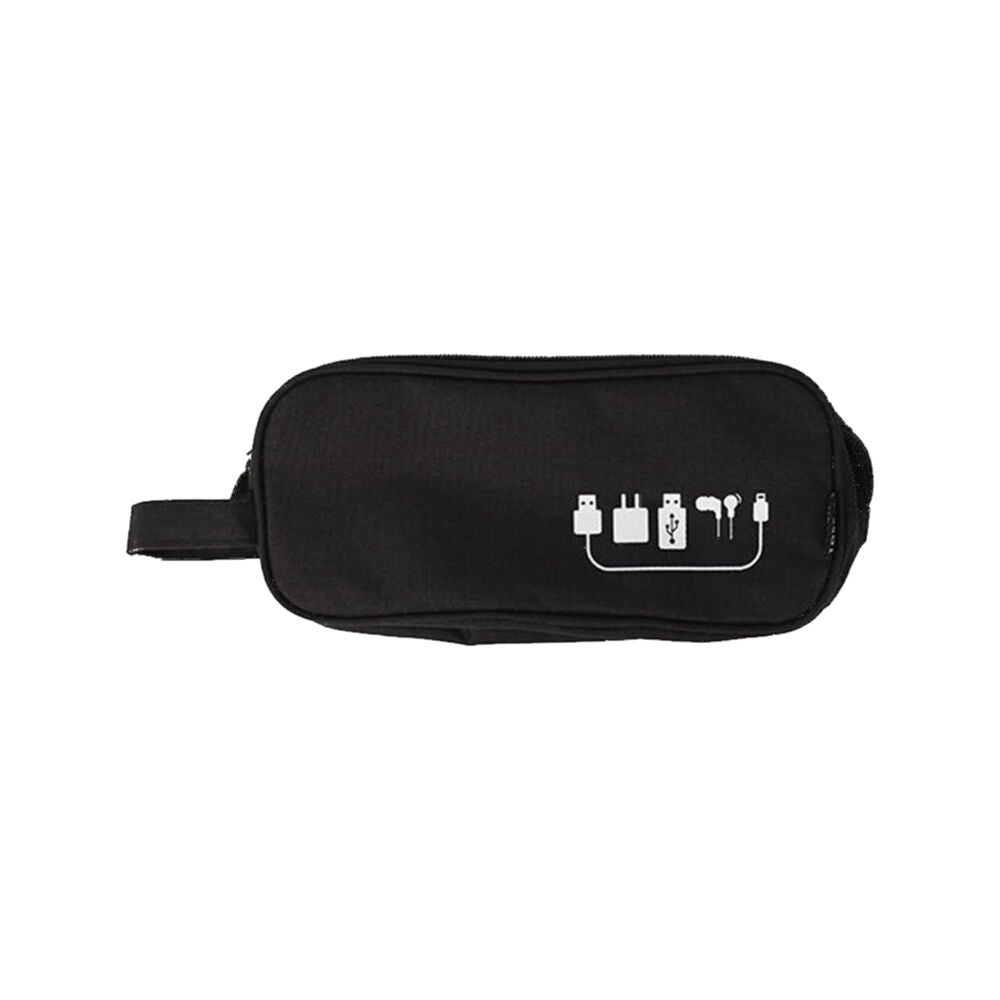 Tosca Cable Organiser Bag - Black Compact Pouch with Zip Closure for Electronic Accessories Black 23.5x10x7cm