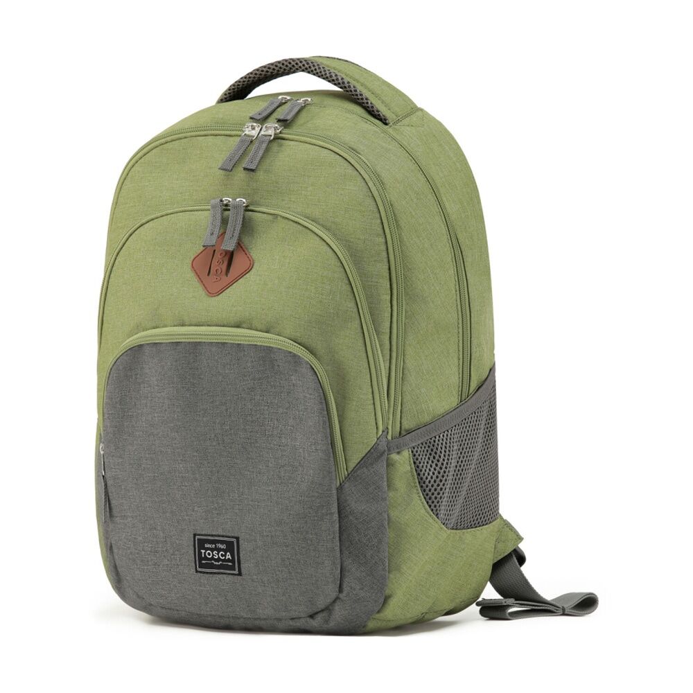 Tosca Urban Backpack Everyday Travel Bag With Padded Straps Green Grey 32L