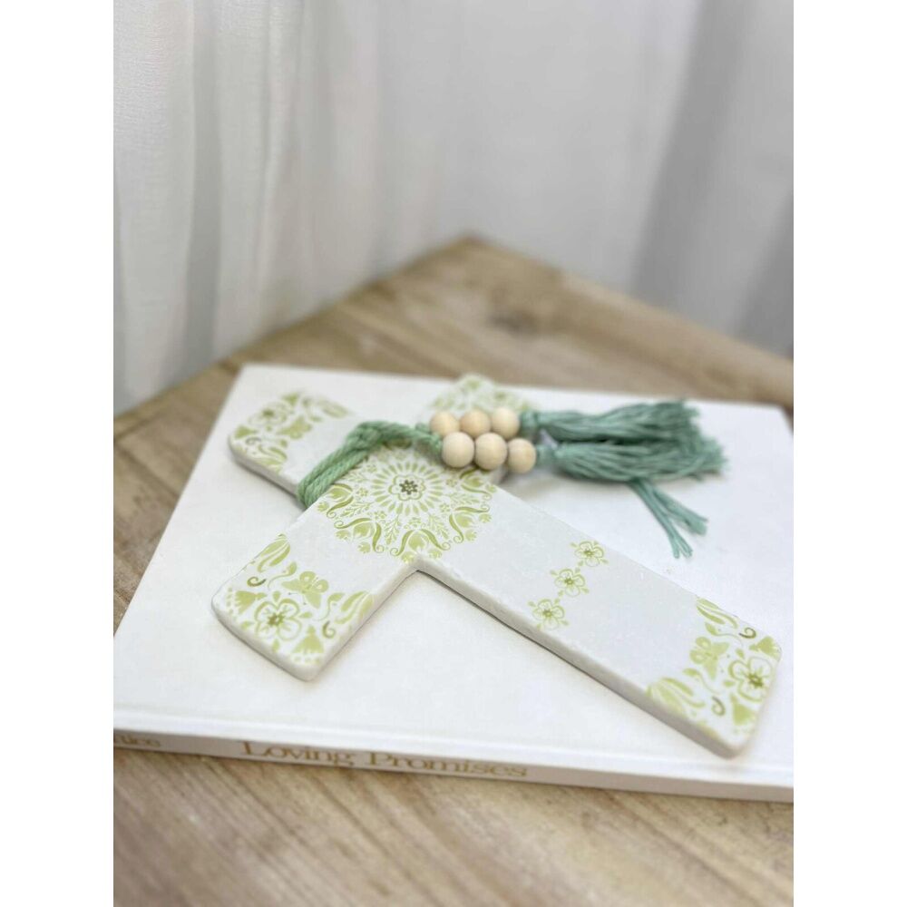 LVD 16x22x0.5cm Large Mandala Poetry Sage Cross Home Decor w/ Beads & Tassels — image 2